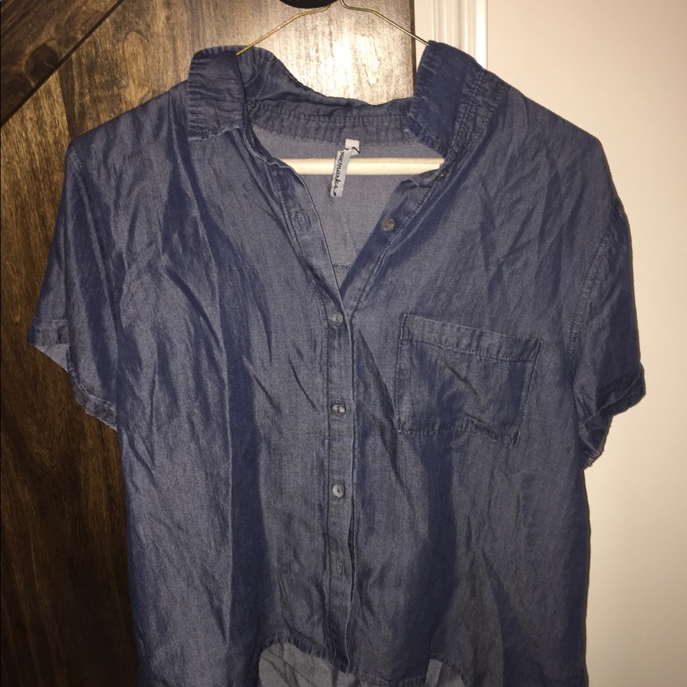 Denim Short Sleeve Button Up